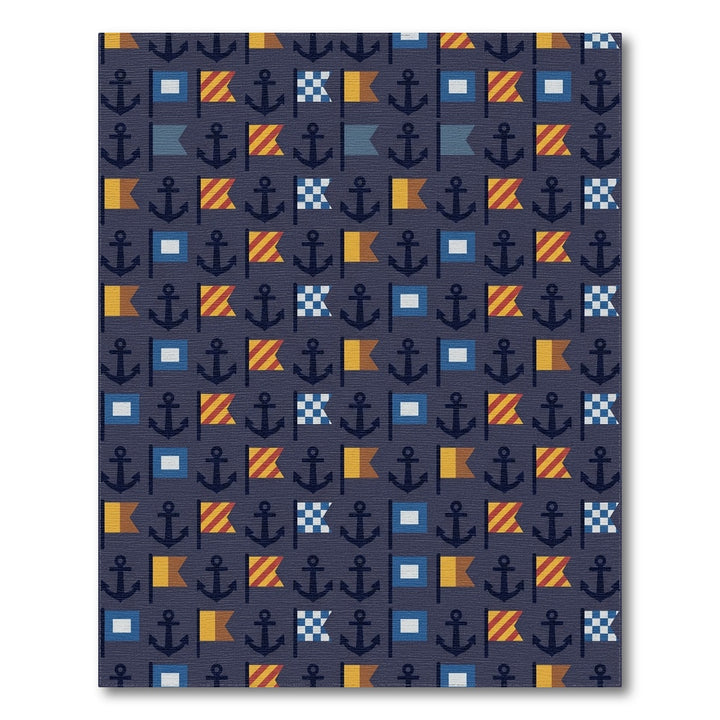 Nautical Navy Anchor Flag Medley Rug
