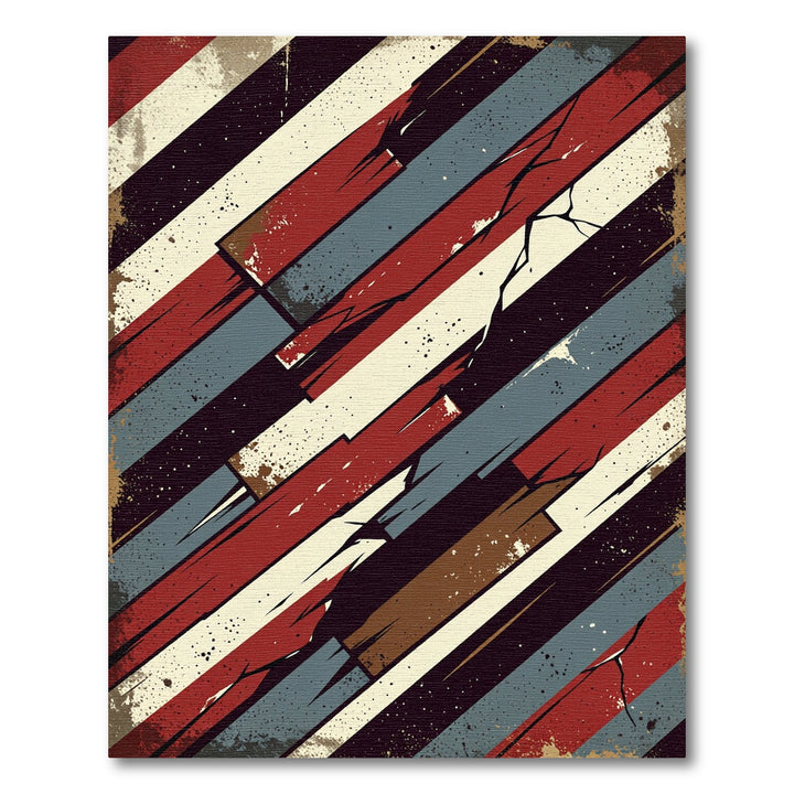 Rustic Red Blue Diagonal Wood Rug