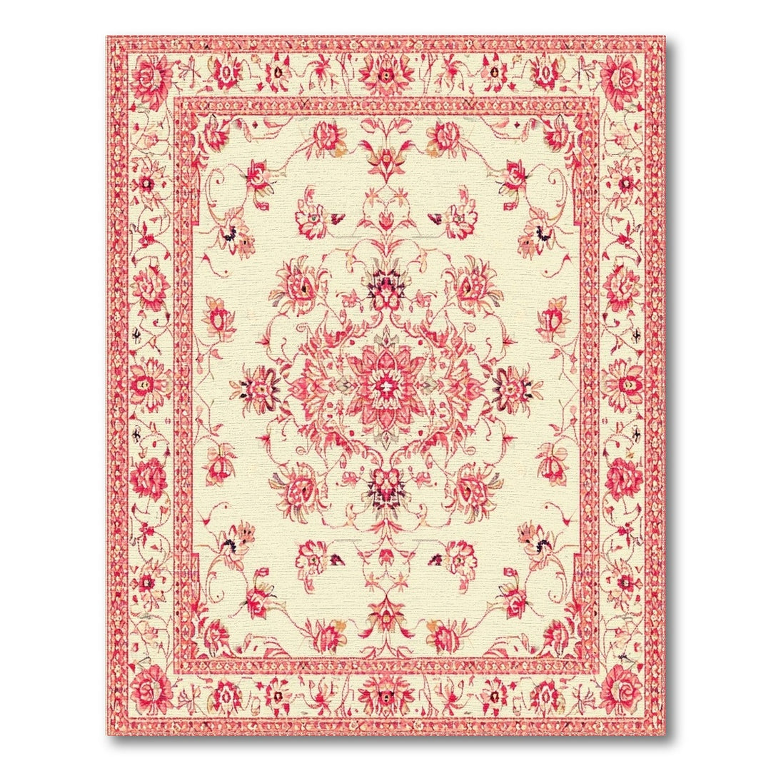 Red Floral Vintage Area Rug