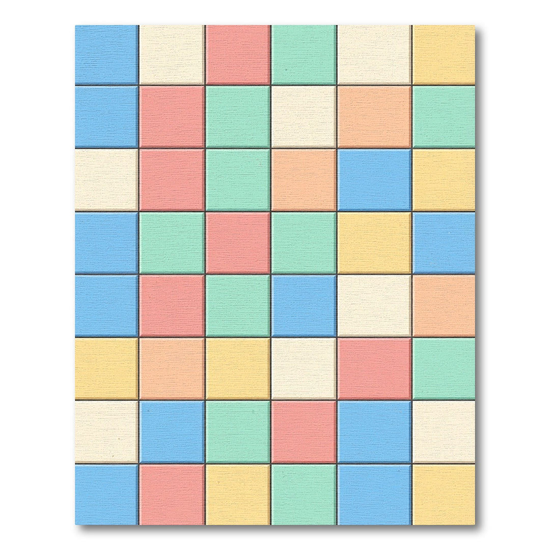 Retro Square Pastel Color Blocks Rug
