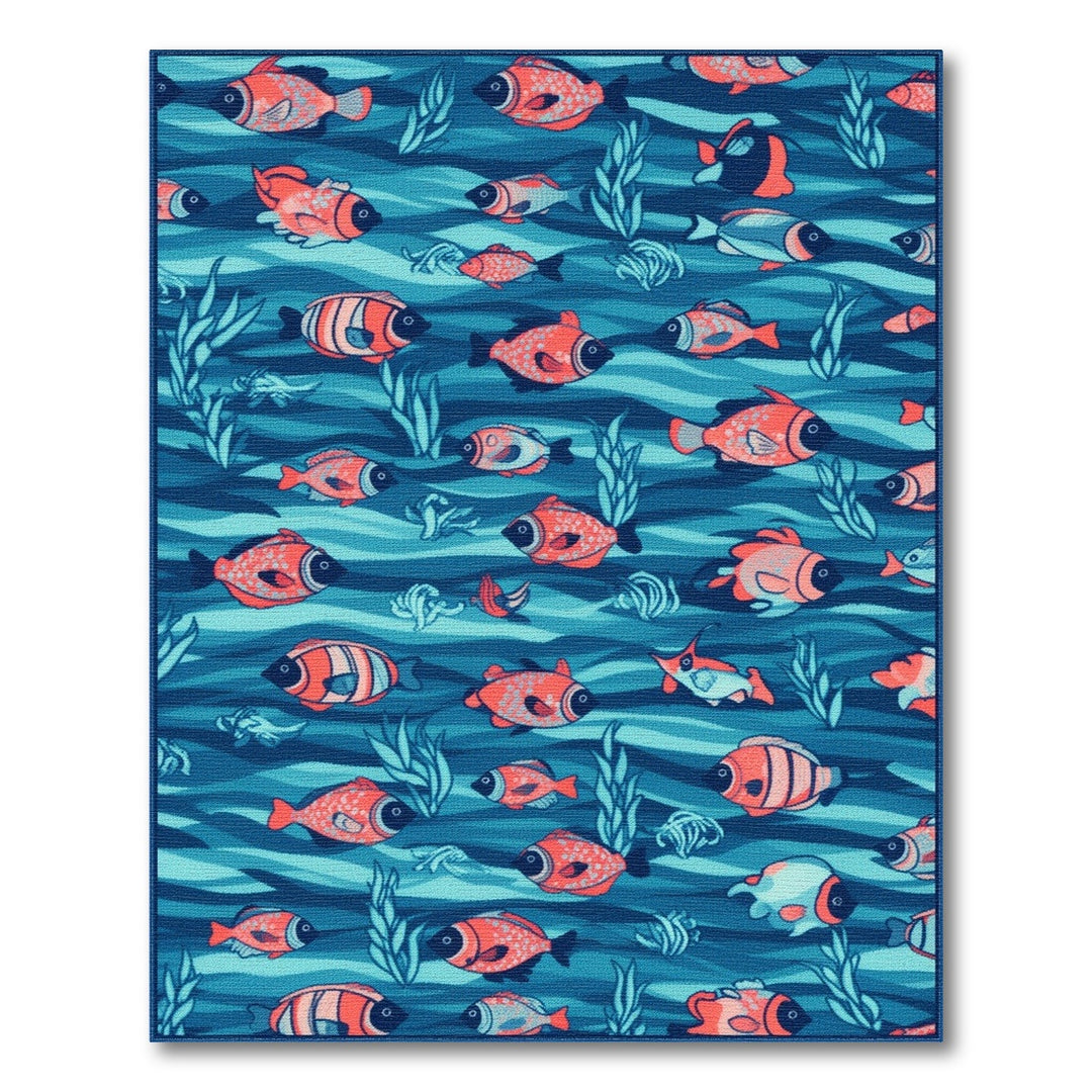 Ocean Fish Blue Teal Area Rug