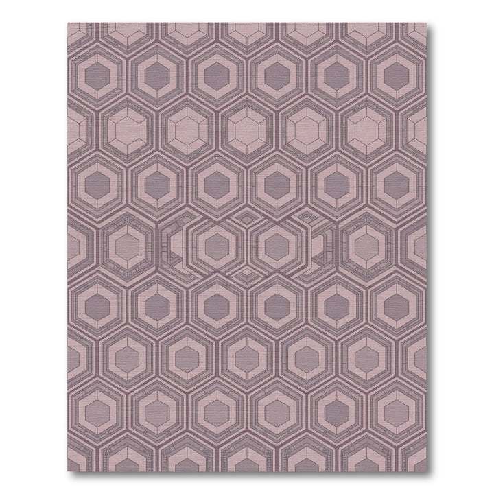 Rustic Mauve Geometric Hexagons Rug