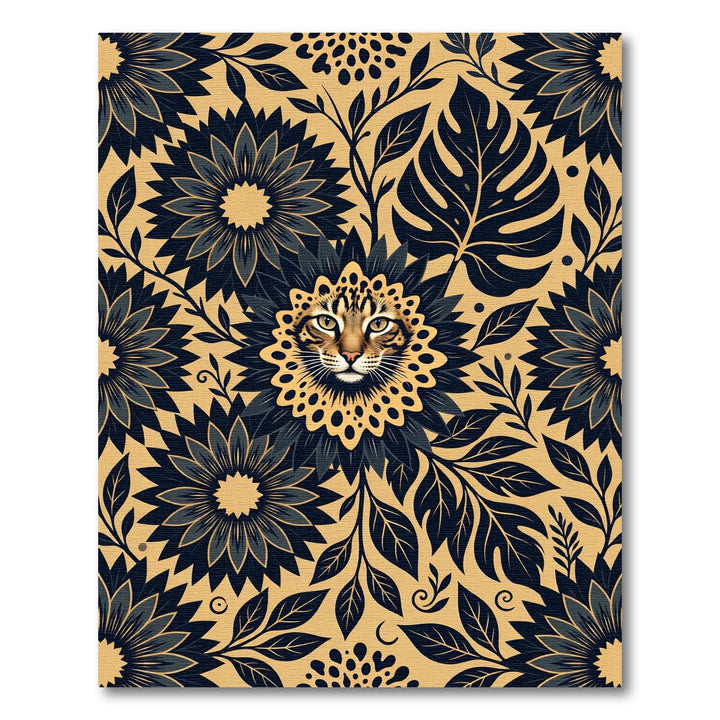 Wild Cat Floral Medallion Rug
