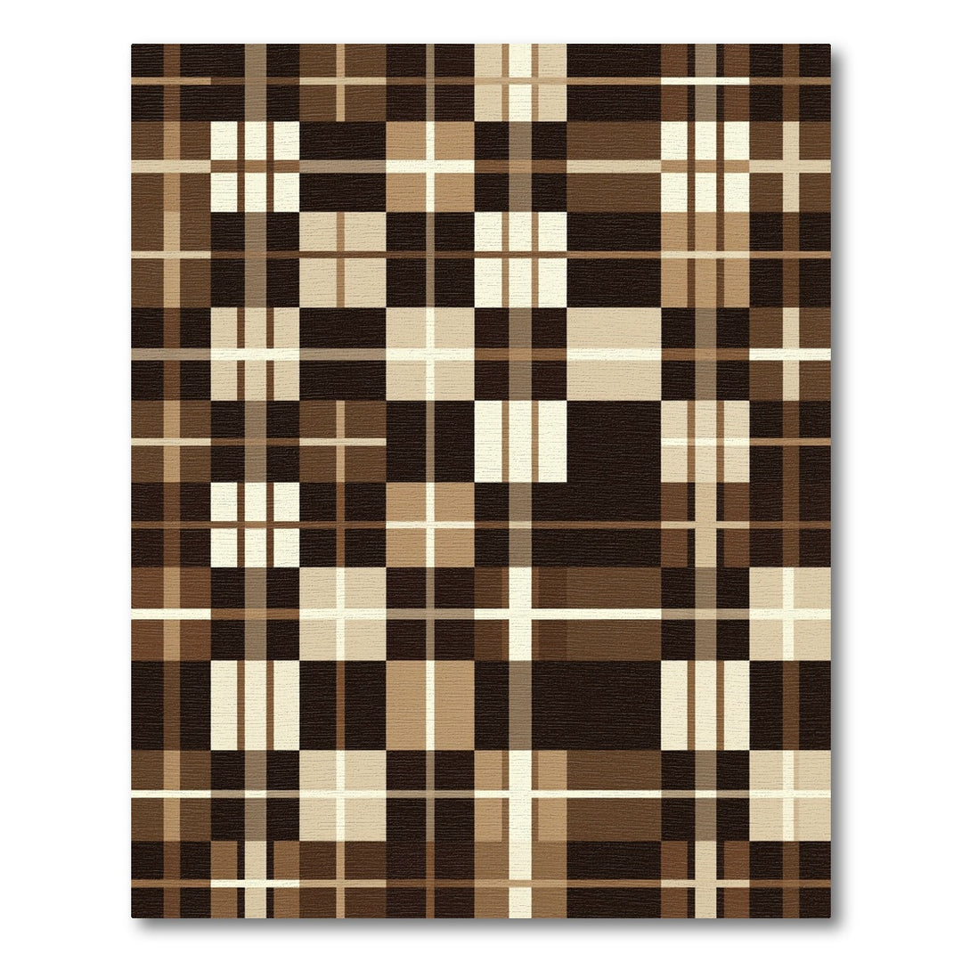 Chocolate Brown Plaid Squares Rug