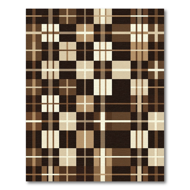 Chocolate Brown Plaid Squares Rug
