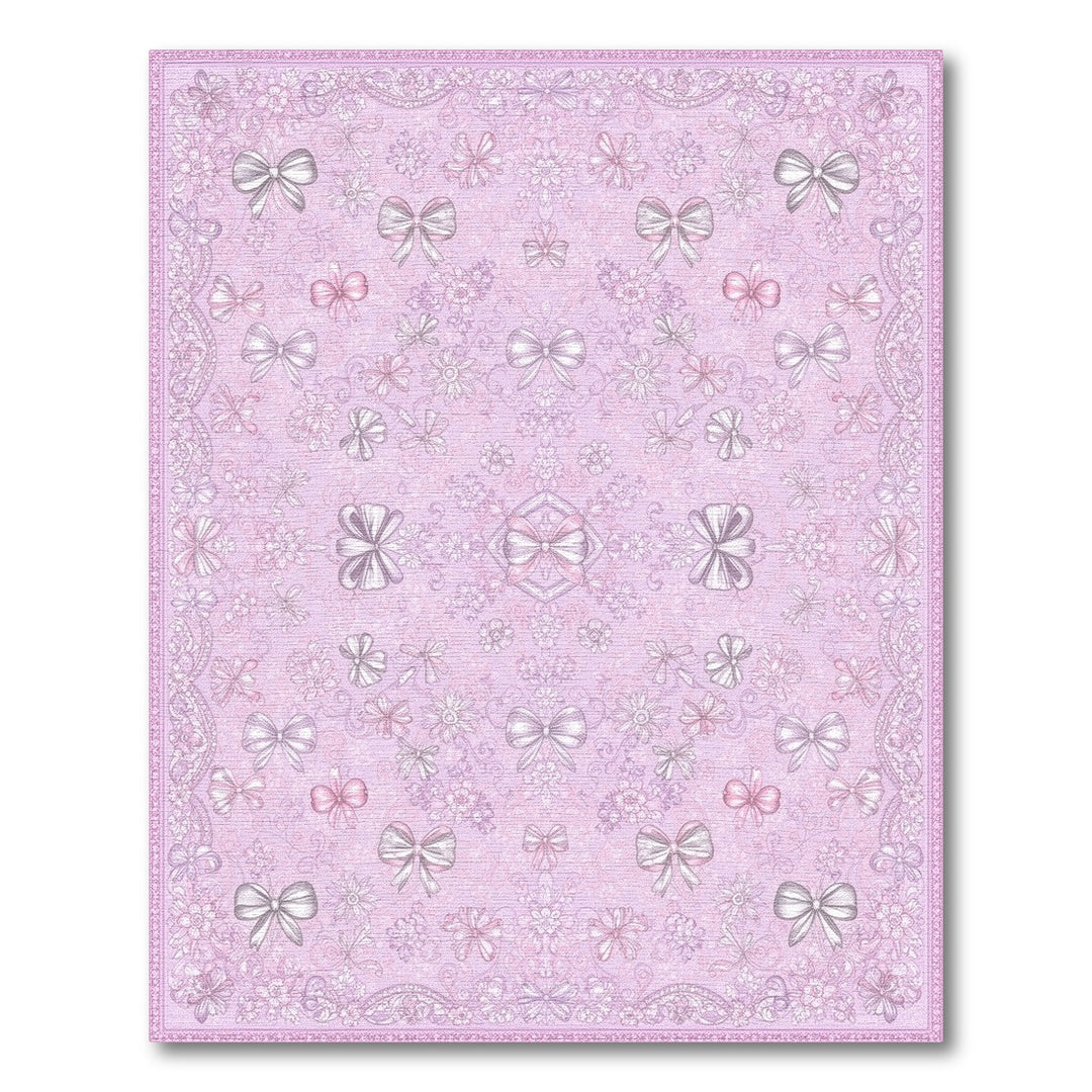 Bow Pink Bow Floral Vintage Area Rug