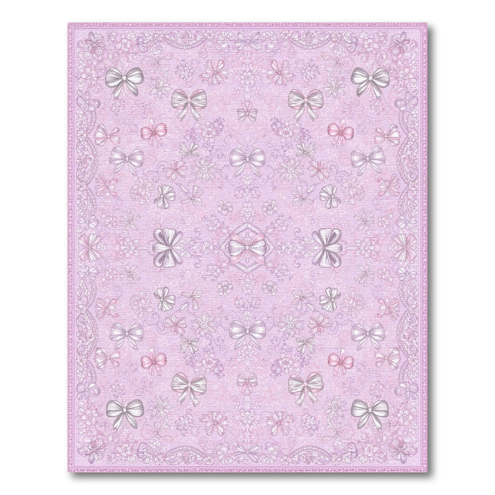 Bow Pink Bow Floral Vintage Area Rug