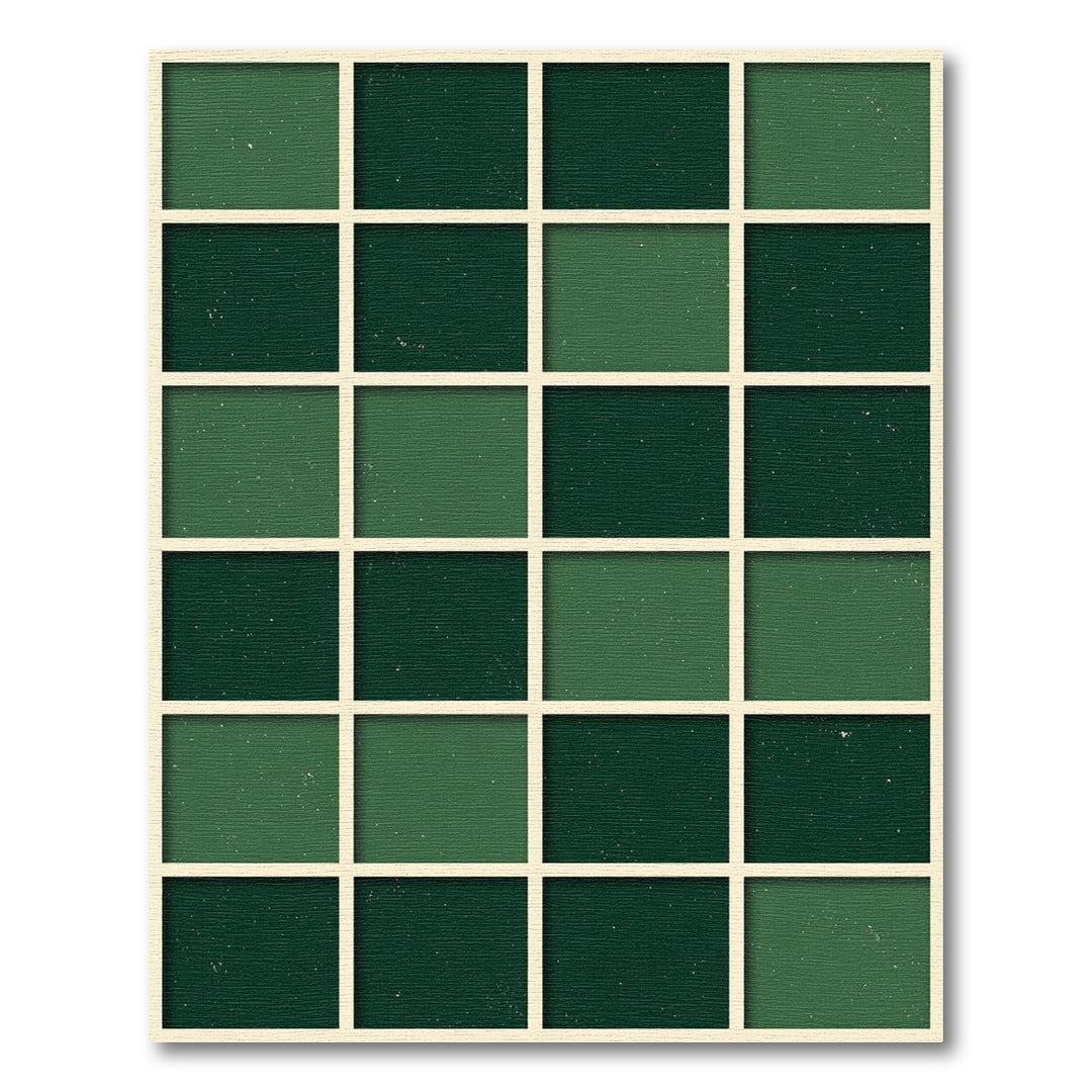 Deep Green Checkerboard Textured Rug