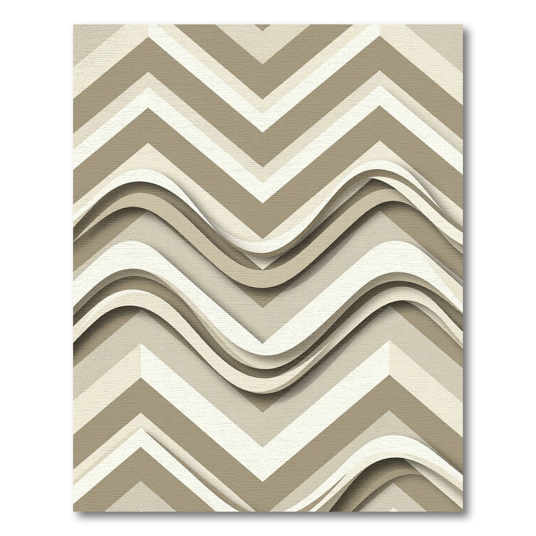 Modern Beige Wave Chevron Rug