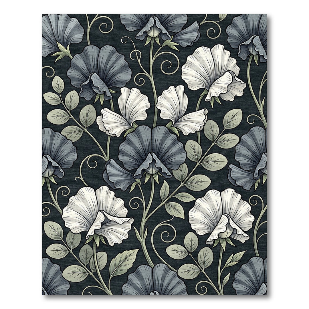 Vintage Gray White Sweet Pea Rug