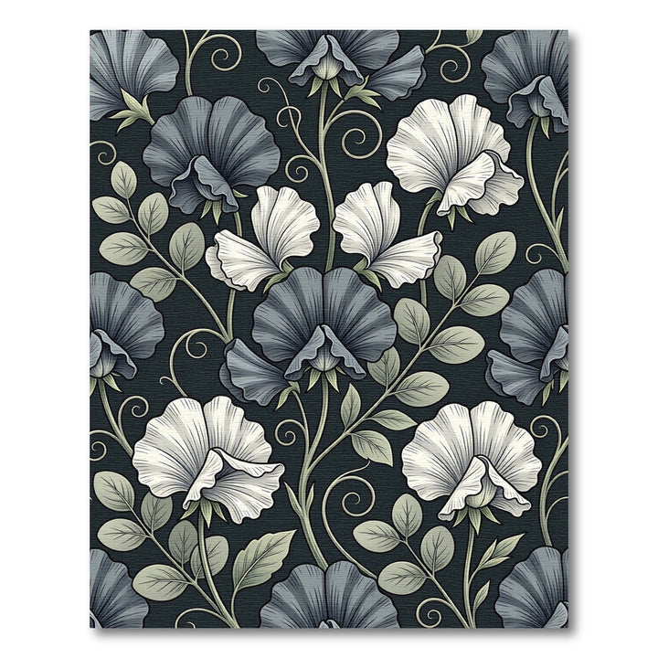 Vintage Gray White Sweet Pea Rug
