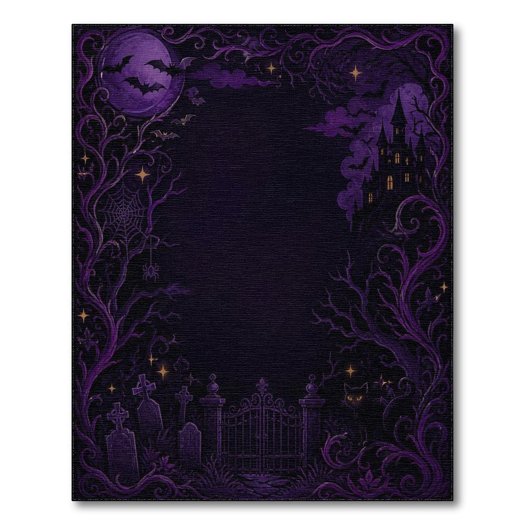 Purple Gothic Haunted Castle Area Rug