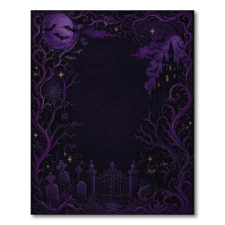 Purple Gothic Haunted Castle Area Rug