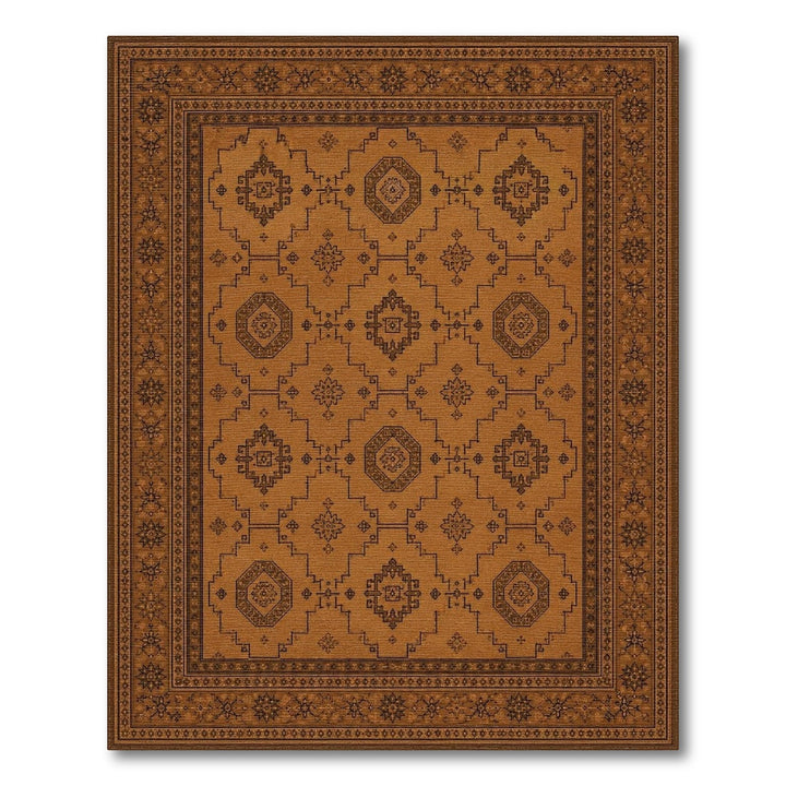 Brown Tan Persian Medallion Area Rug