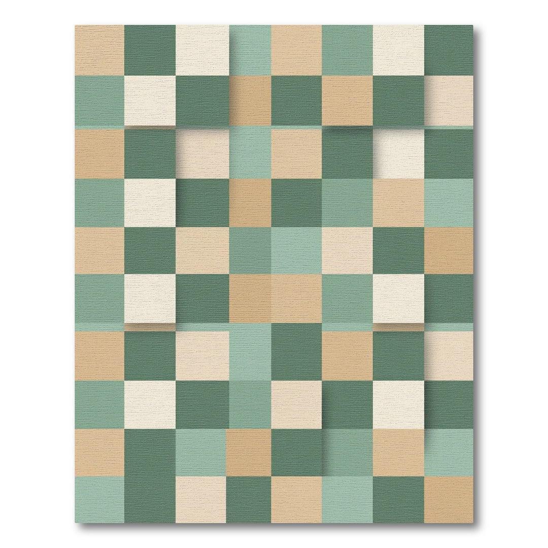 Retro Geometric Squares Area Rug