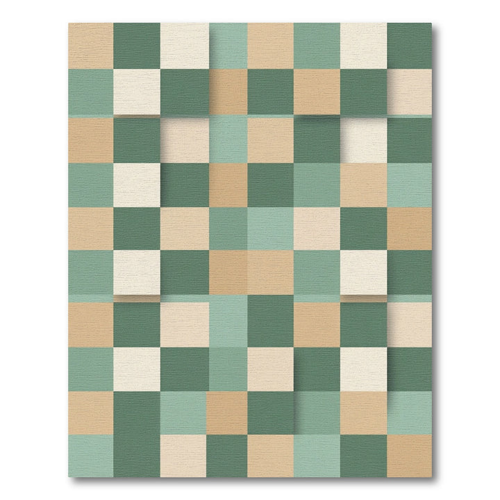 Retro Geometric Squares Area Rug