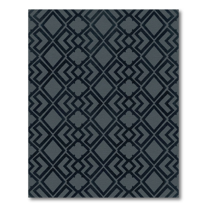 Dark Gray Interlocking Geometric Squares Rug