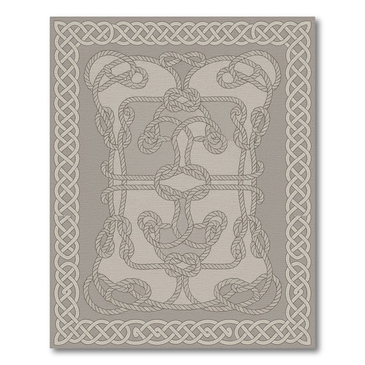 Nautical Rope Knot Tan Border Rug