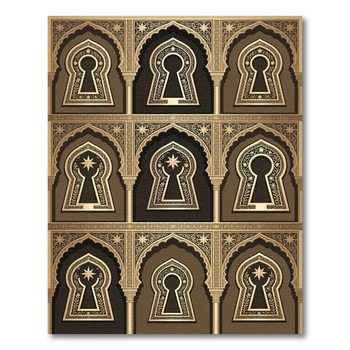 Gold Keyhole Archway Islamic Rug