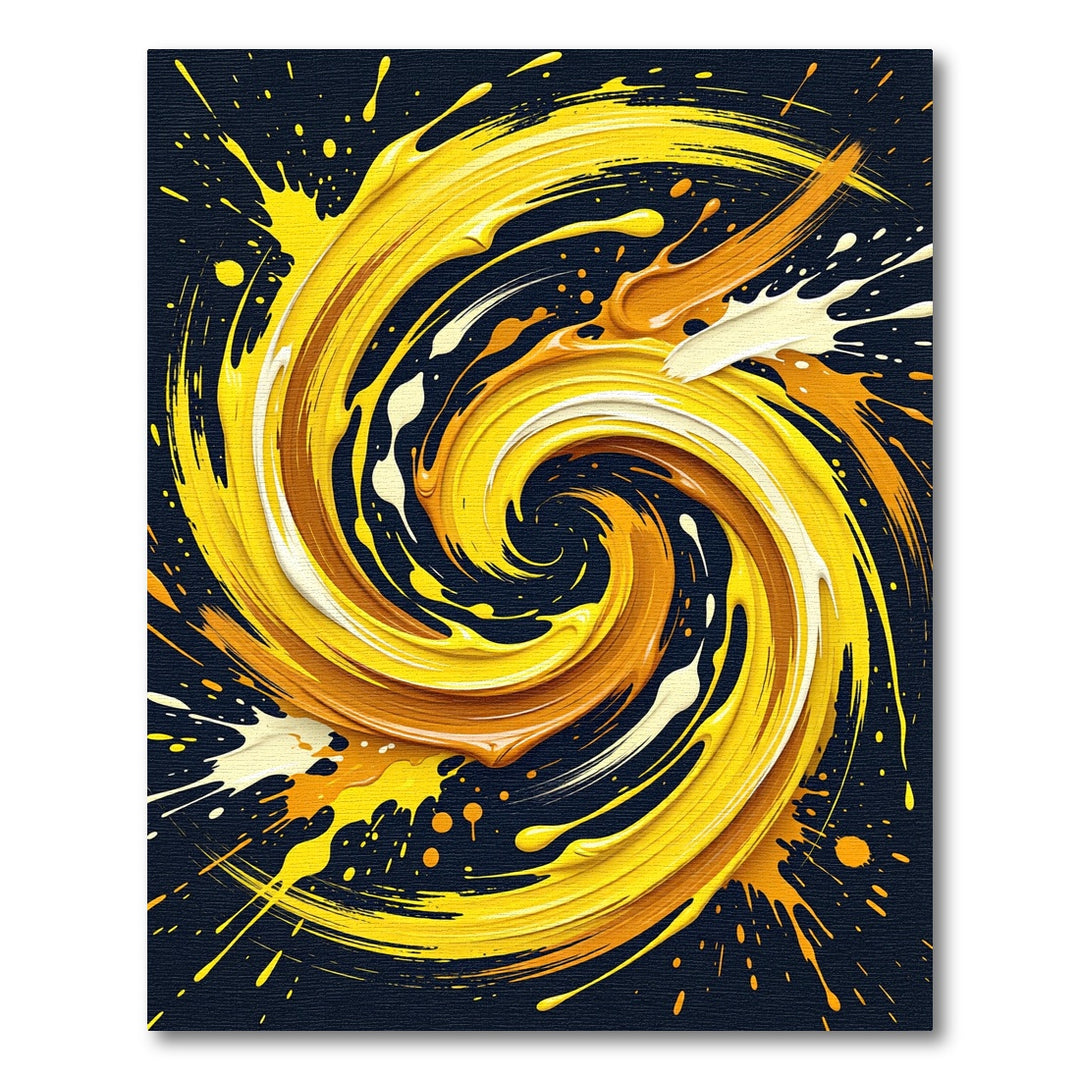 Vibrant Yellow Swirl Splatter Rug