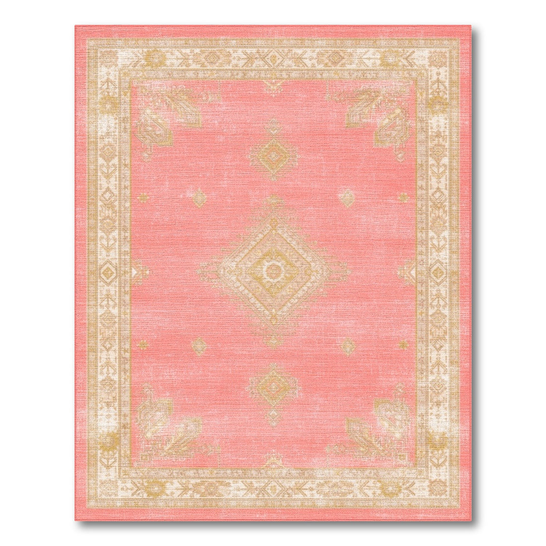 Pink Distressed Vintage Area Rug
