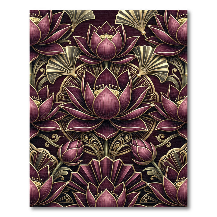 Art Deco Plum Lotus Luxury Rug
