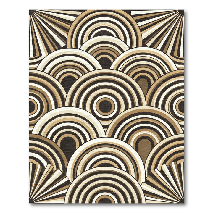 Abstract Arcs Beige Fan Rug