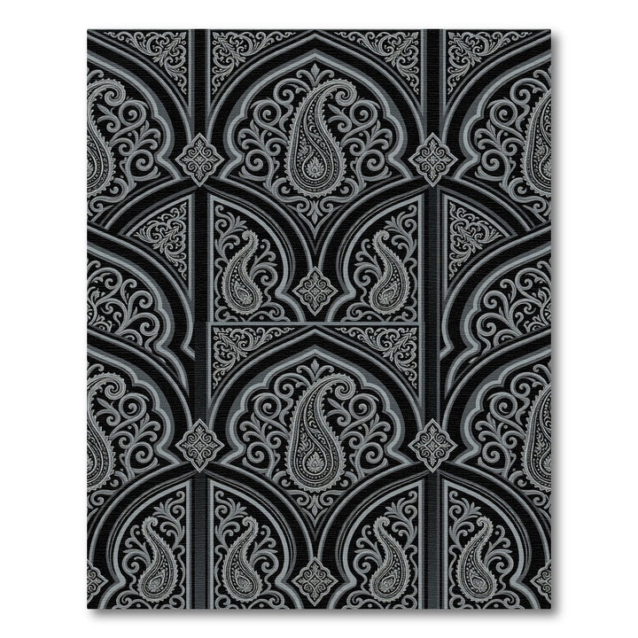 Ornate Black Paisley Archway Rug
