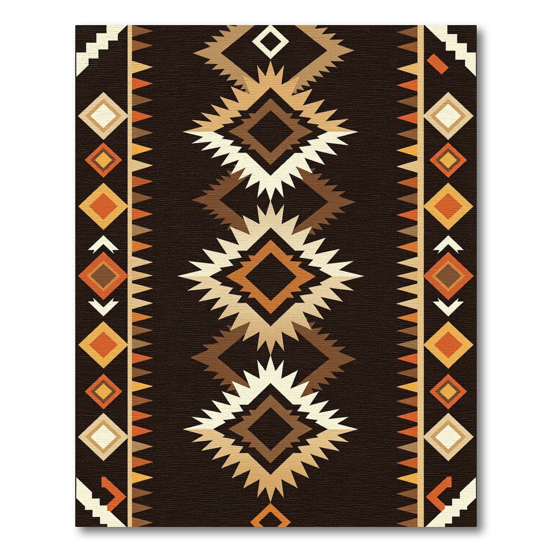 Earthy Diamond Sunburst Tribal Rug