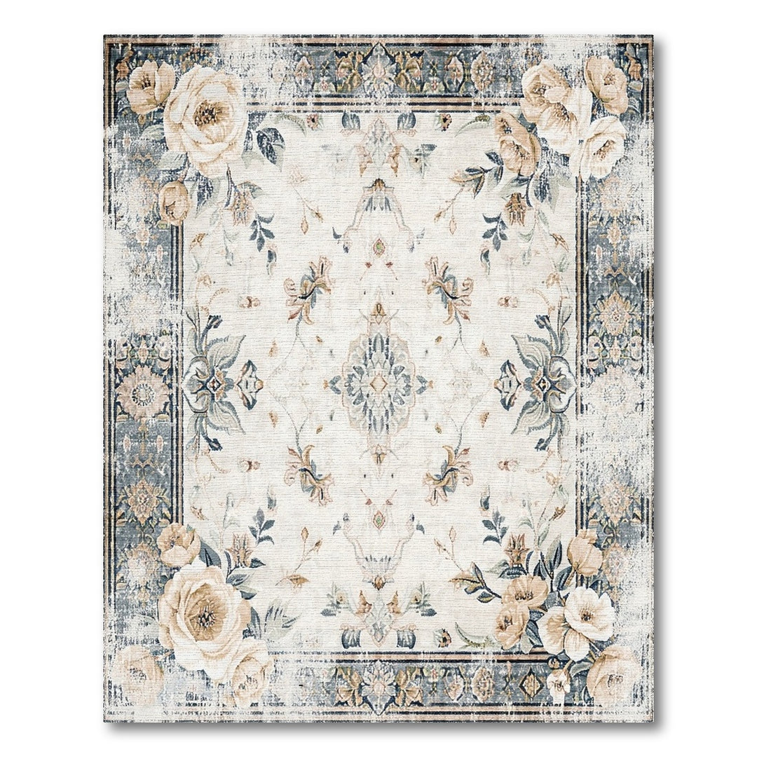 Vintage Floral Beige Area Rug