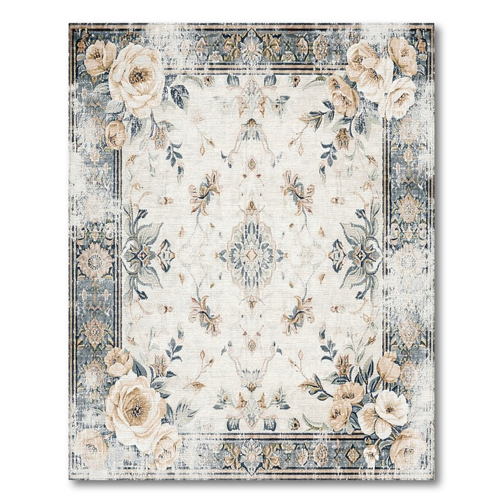 Vintage Floral Beige Area Rug