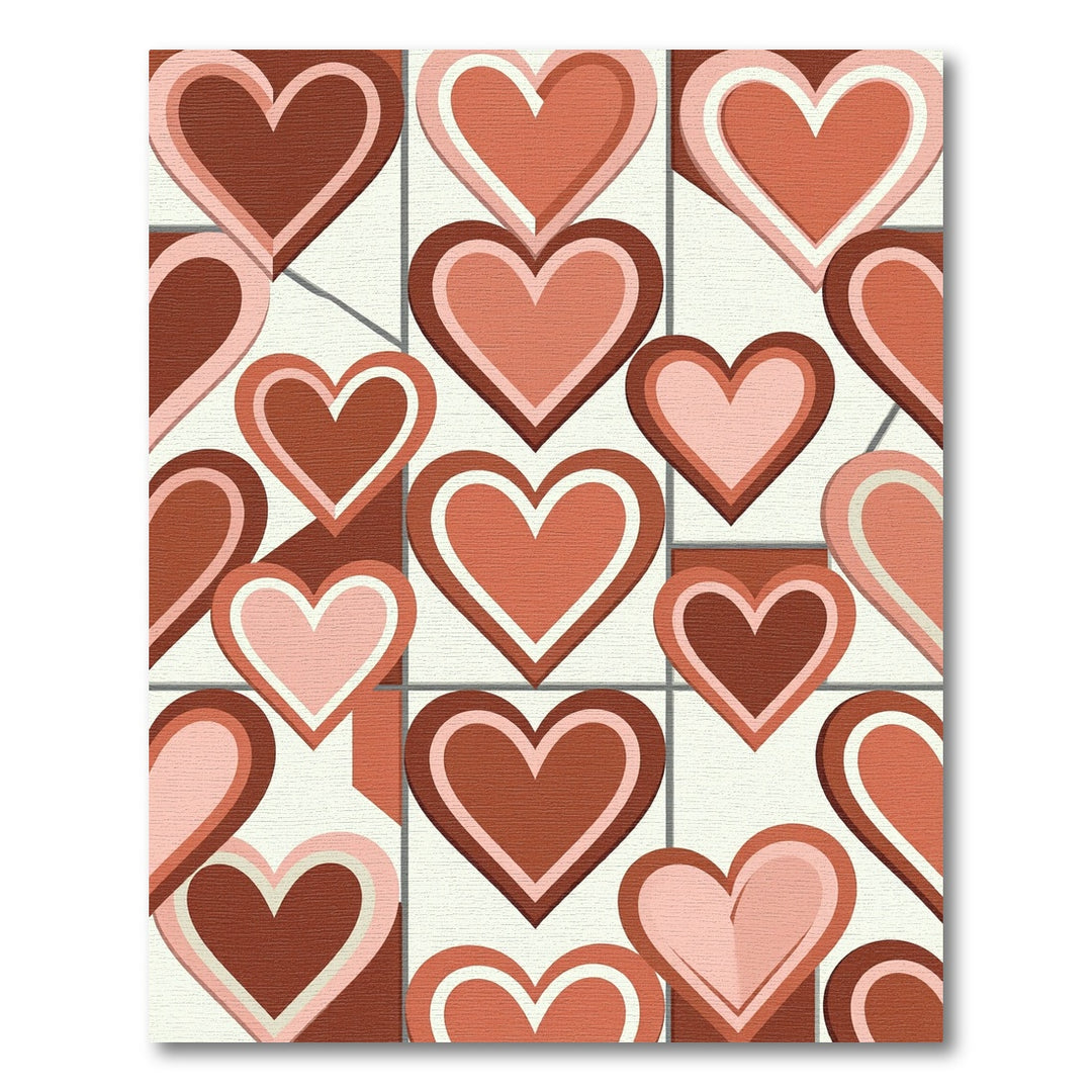 Retro Heart Grid Design Rug