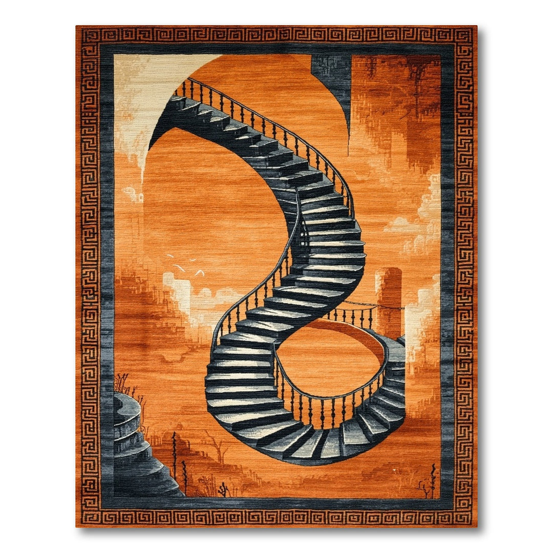 Orange Spiral Staircase Area Rug