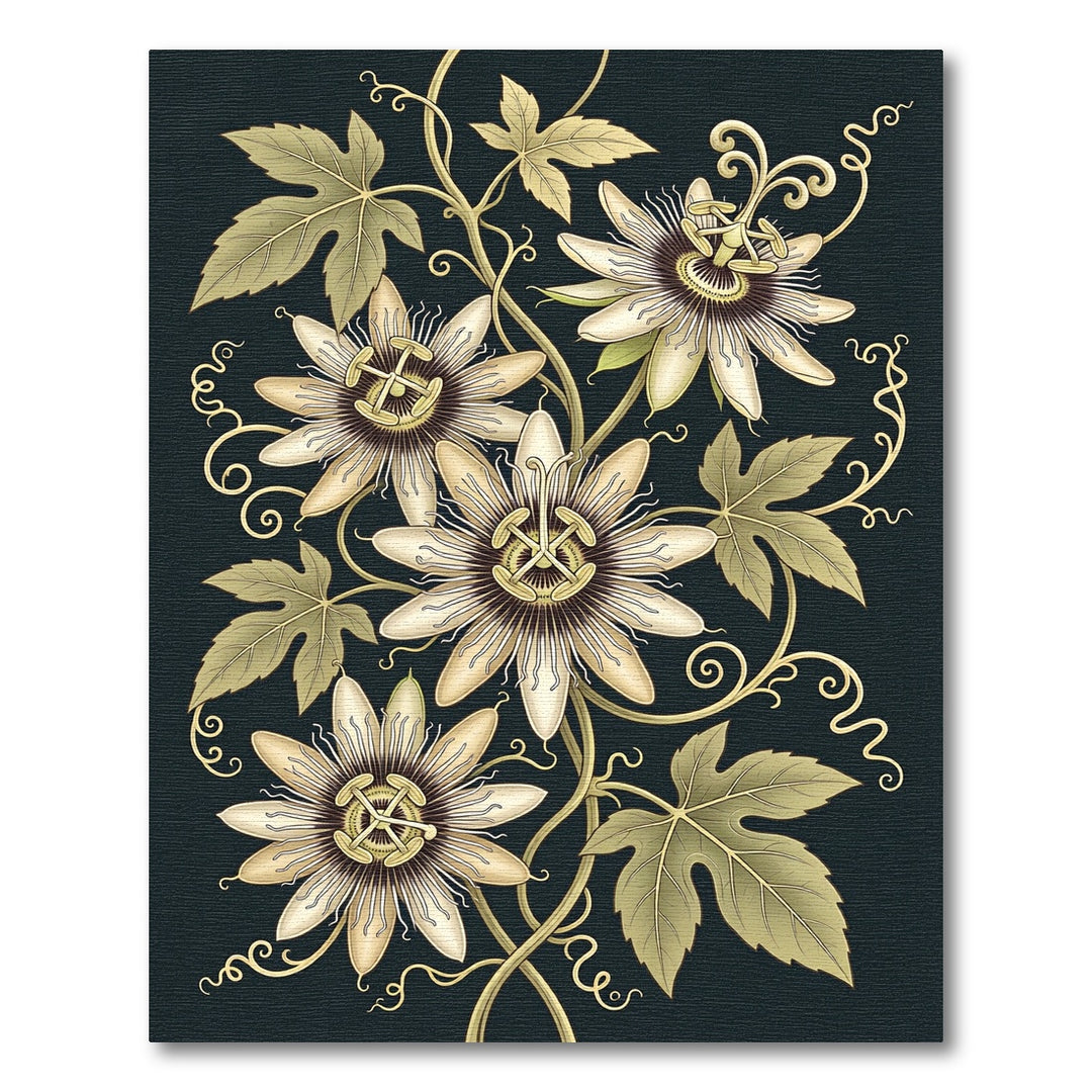 Elegant Beige Passion Flower Vines Rug