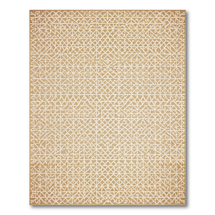 Beige Geometric Lattice Area Rug