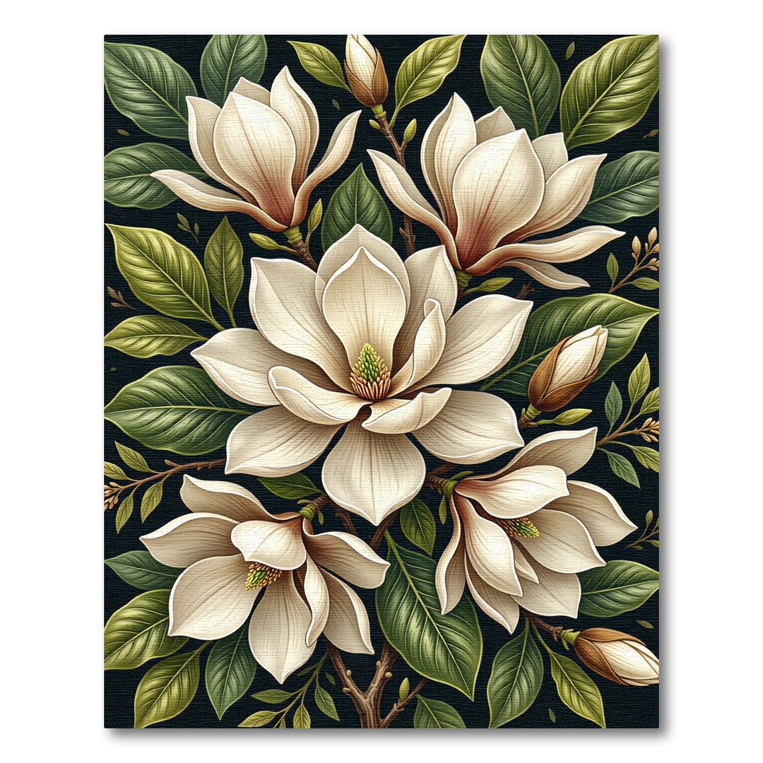 Cream Magnolia Blossom Branch Rug