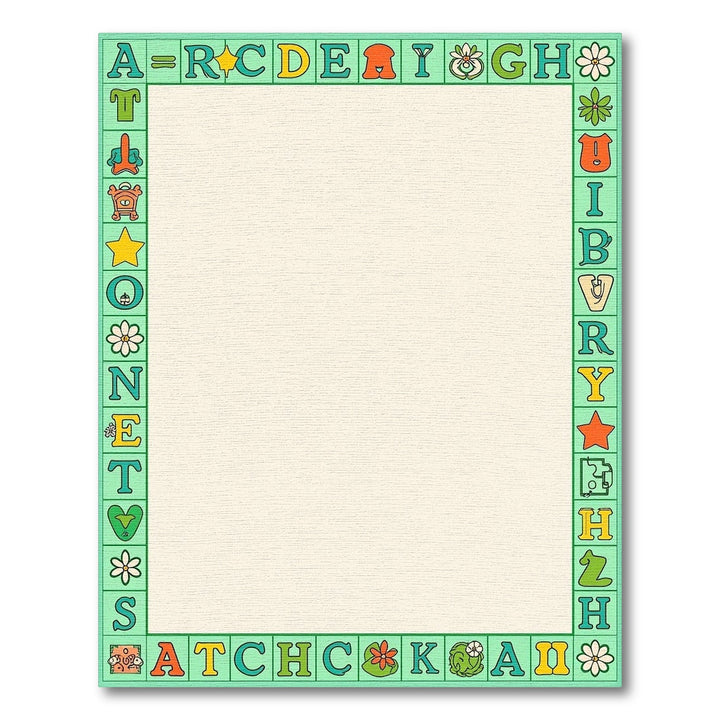 Retro Alphabet Border Green Rug