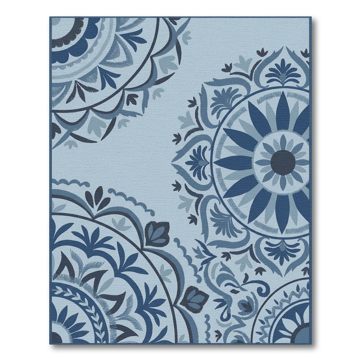 Deep Blue Medallion Garden Rug