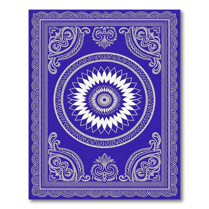 Royal Blue Floral Medallion Intricate Rug