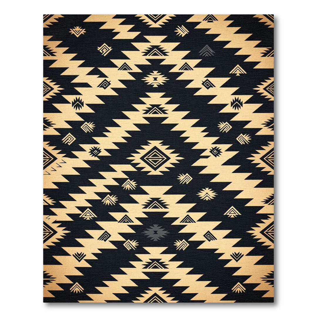 Dark Ochre Tribal Geometric Accents Rug