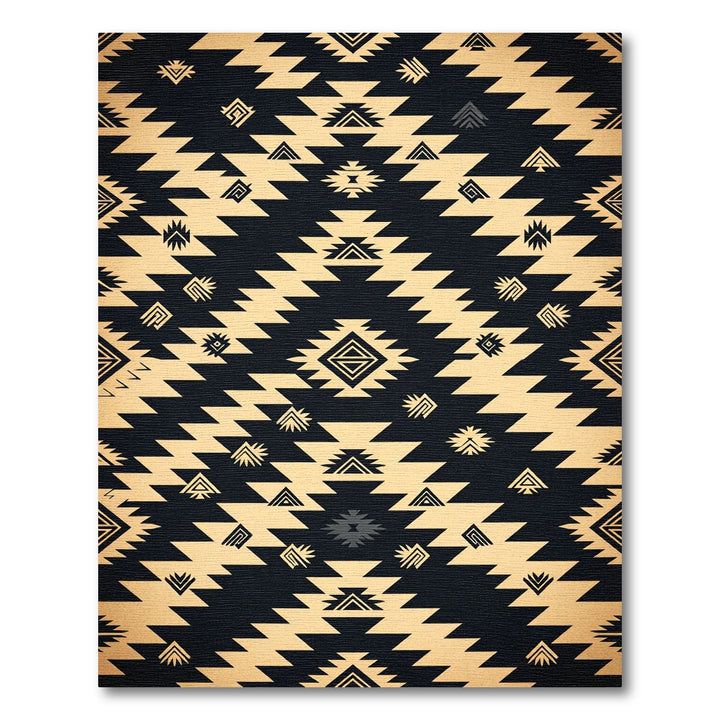 Dark Ochre Tribal Geometric Accents Rug