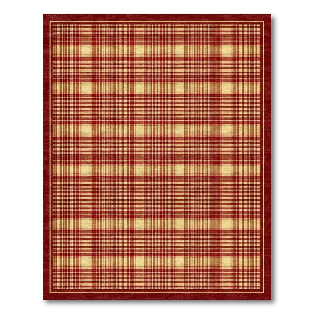 Rustic Farmhouse Red Plaid Checkered Area Rug