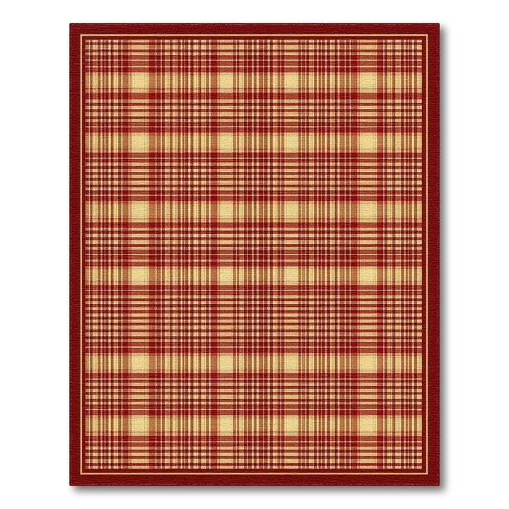 Rustic Farmhouse Red Plaid Checkered Area Rug