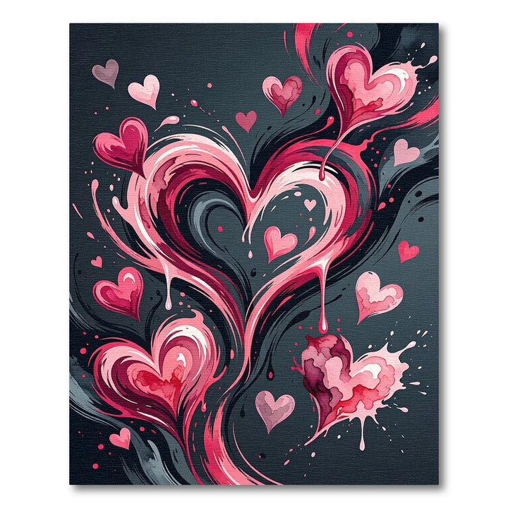 Pink Hearts Swirl Splash Rug