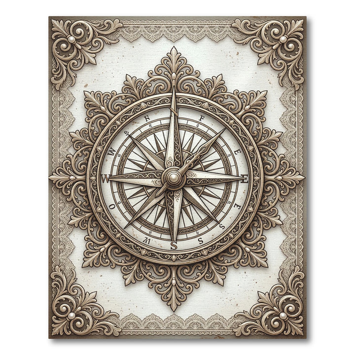 Ornate Vintage Compass Nautical Rug