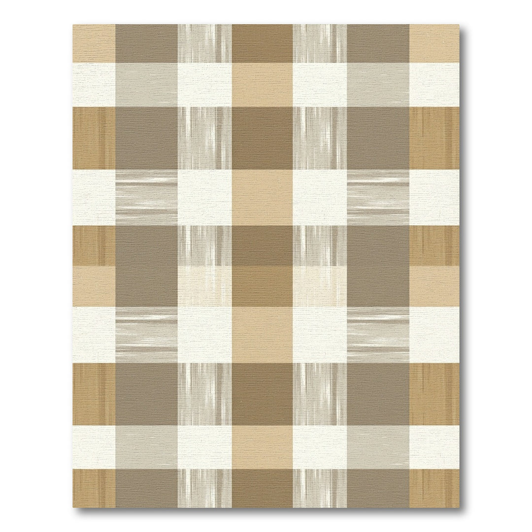 Tan Beige Gingham Plaid Rug
