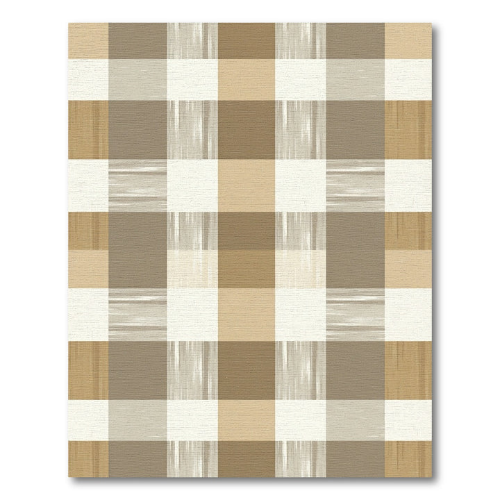 Tan Beige Gingham Plaid Rug
