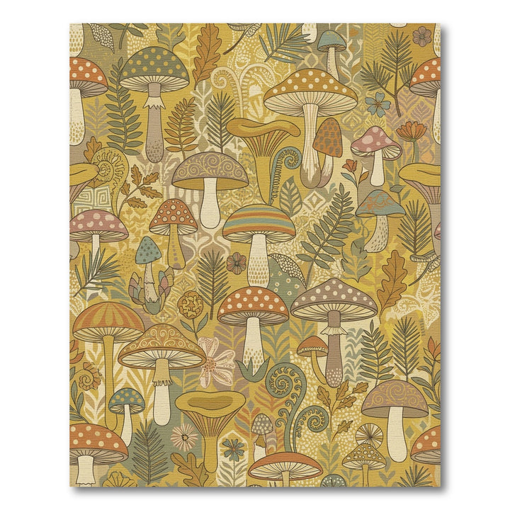 Whimsical Earthy Mushroom Forest Rug