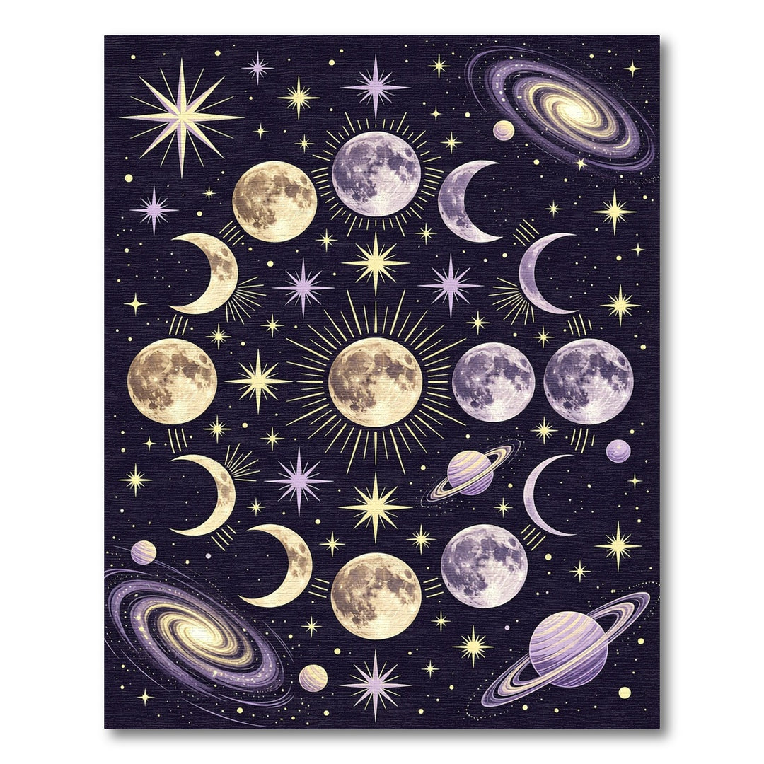 Celestial Moon Stars Galaxy Rug