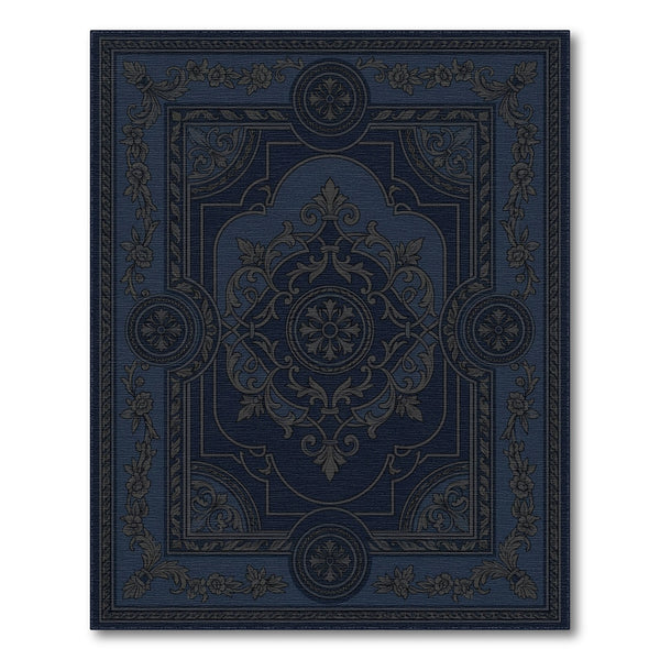 Antique Indigo Ornate Floral Medallion Rug